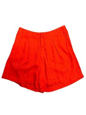ELA High-Waist Orange Women's Linen Blend Shorts Size 8